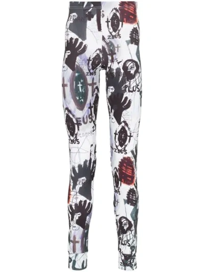 Shop Comme Des Garçons Homme Deux Multicoloured Printed Leggings In Black