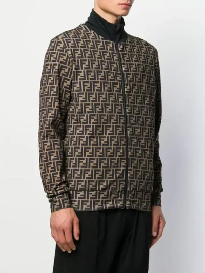 Shop Fendi Ff Print Jacket In Black