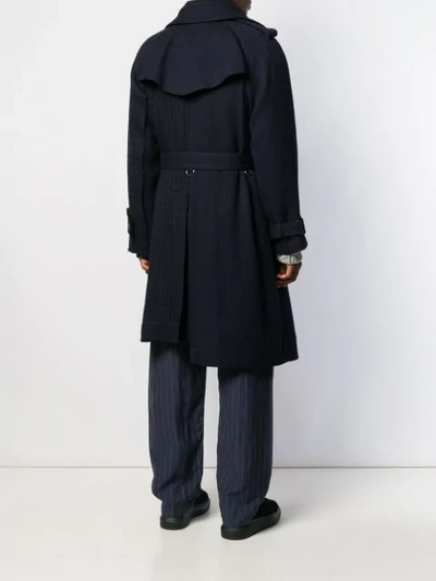 Shop Sacai Asymmetric Trench Coat In Blue