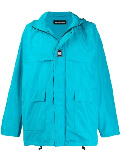 Shop Balenciaga Windbreaker Jacket In Blue