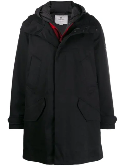 Shop Woolrich Hooded Duffle Coat In Black