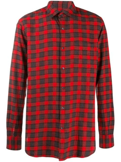 Shop Aspesi Plaid Button Shirt In Red