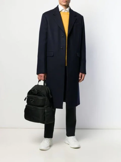 Shop Prada Single-breasted Over Coat In Blue