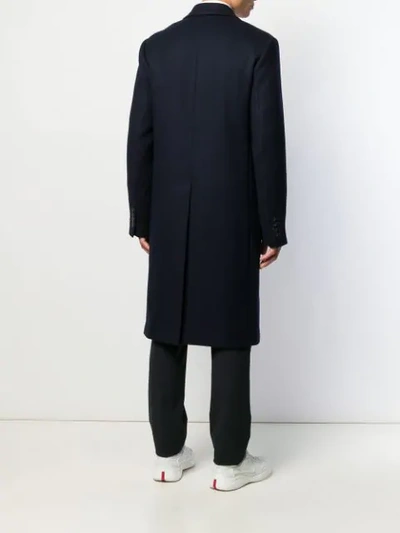 Shop Prada Single-breasted Over Coat In Blue