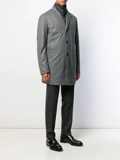 Shop Canali Layered Single-breasted Coat In Grey