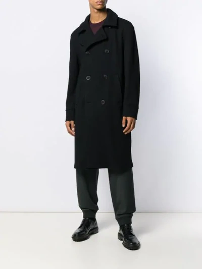 Shop Giorgio Armani Double-breasted Coat In Black