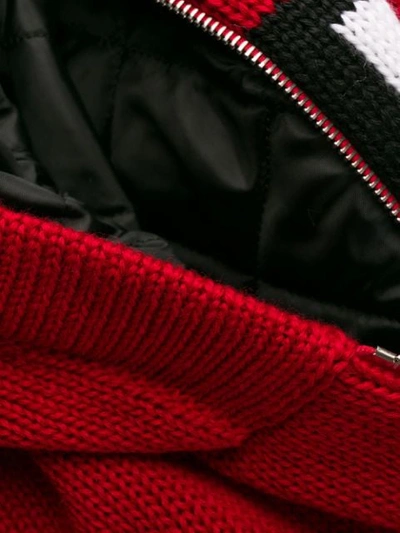 Shop Gcds Zip Up Knit Hoodie In Red