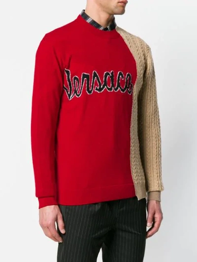 Shop Versace Cursive Logo Demi Sweater In Red