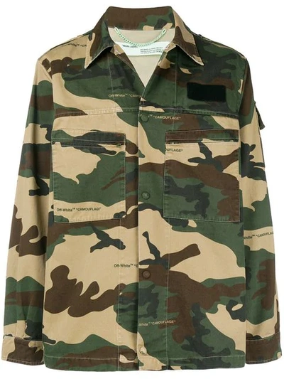 Shop Off-white Camouflage Print Jacket In Green