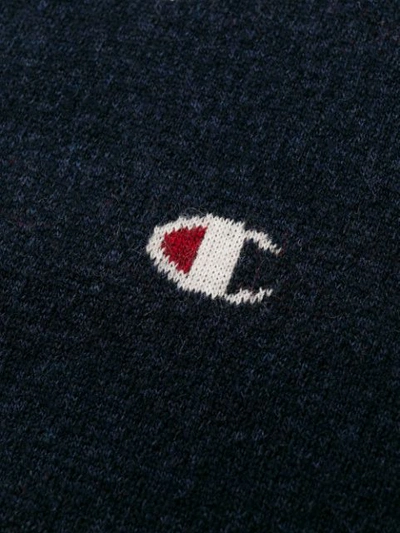 Shop Champion Logo Knitted Jumper In Blue