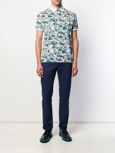 Shop Etro Floral Print Polo Shirt In White