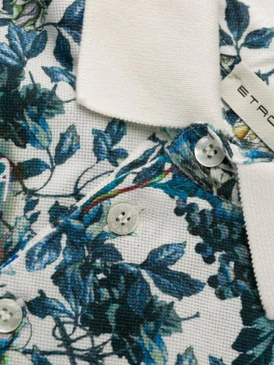 Shop Etro Floral Print Polo Shirt In White
