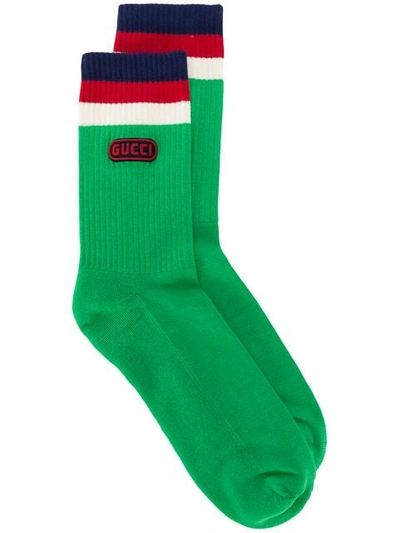 Shop Gucci Game Patch Socks In Green