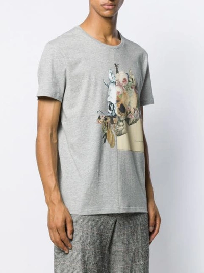 Shop Alexander Mcqueen Panelled Skull Print T-shirt In Grey