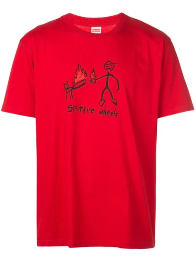 Supreme X Spitfire Wheels T-shirt In Red | ModeSens