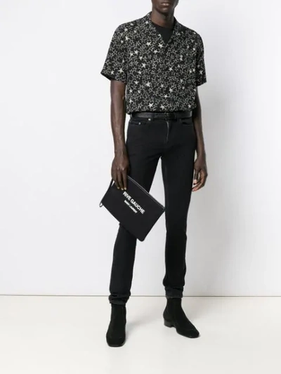 Shop Saint Laurent Star Print Silk Shirt In Black