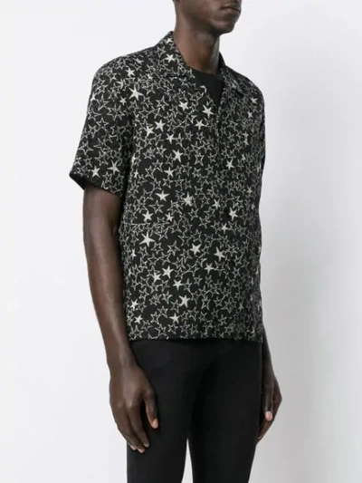 Shop Saint Laurent Star Print Silk Shirt In Black