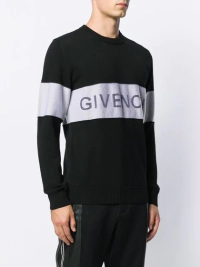 Shop Givenchy Logo Stripe Sweater In Black