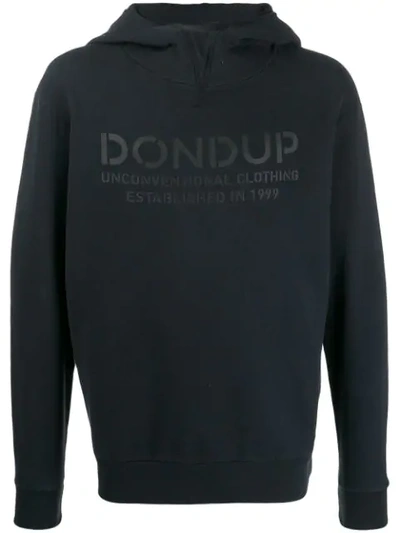 Shop Dondup Logo Print Hoodie In Blue