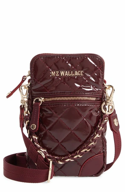 Mz Wallace Micro Quilted Patent Crossbody Bag In Port Lacquer gold