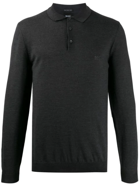 black hugo boss long sleeve polo