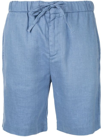 Shop Frescobol Carioca Felipe Linen Shorts In Blue