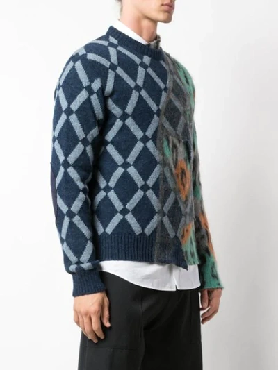 Shop Marni Dual-pattern Asymmetric Jumper In Mxb80