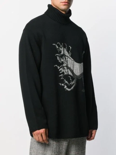 Shop Yohji Yamamoto Graphic Intarsia Jumper In Black