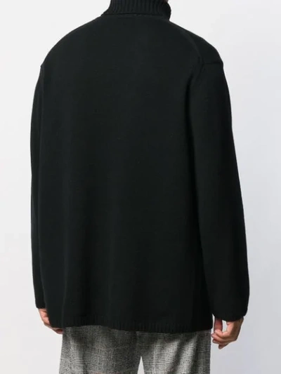 Shop Yohji Yamamoto Graphic Intarsia Jumper In Black