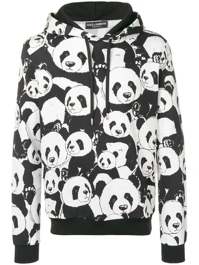Shop Dolce & Gabbana Panda Print Hoodie In Black