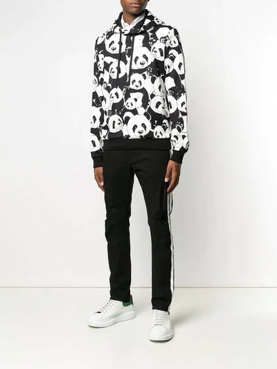 Shop Dolce & Gabbana Panda Print Hoodie In Black