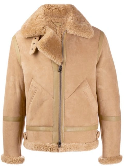 Shop Acne Studios Ian Shearling Aviator Jacket In Neutrals