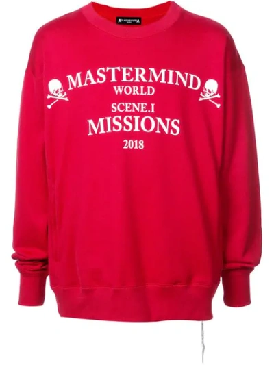 Shop Mastermind Japan Crew Neck Sweatshirt In Red