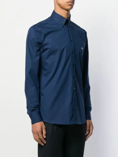 Shop Etro Logo Button-down Shirt In Blue