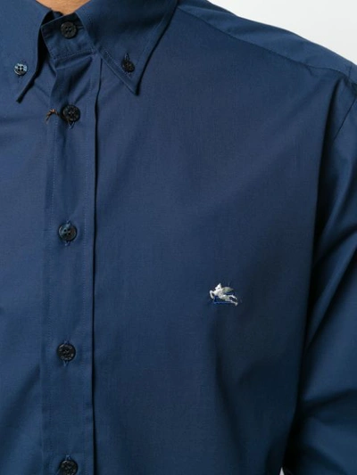 Shop Etro Logo Button-down Shirt In Blue