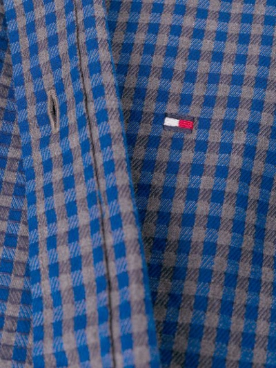 Shop Tommy Hilfiger Logo Embroidered Check Shirt In Blue