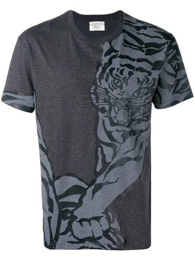 Shop Valentino Tiger Print T In Grey