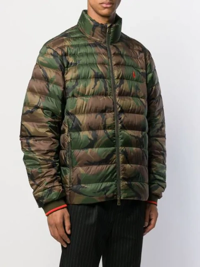 Shop Polo Ralph Lauren Camouflage Print Padded Jacket In Green