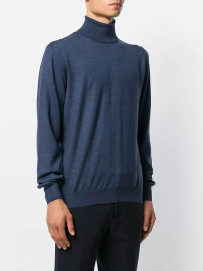 Shop Barba Knitted Roll Neck In Blue