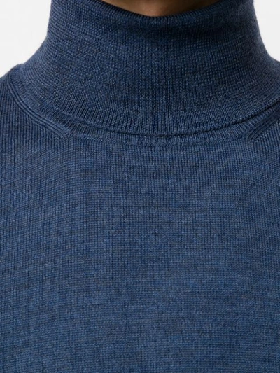 Shop Barba Knitted Roll Neck In Blue