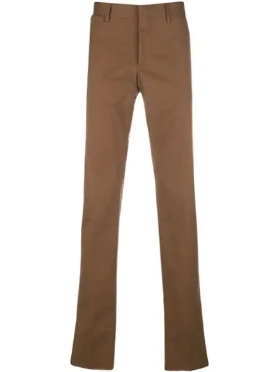 Shop Ermenegildo Zegna Straight Leg Trousers - Brown