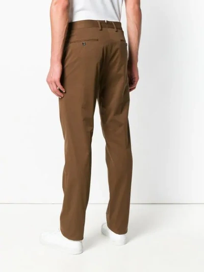 Shop Ermenegildo Zegna Straight Leg Trousers - Brown