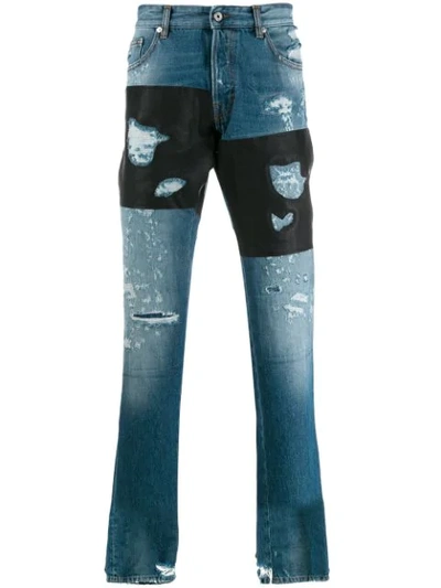 Shop Just Cavalli Contrast Panels Jeans In 470 Blue