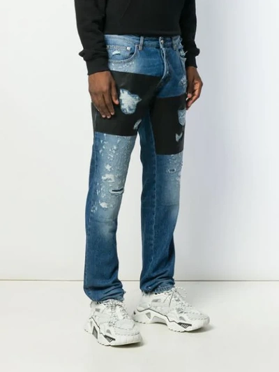 Shop Just Cavalli Contrast Panels Jeans In 470 Blue