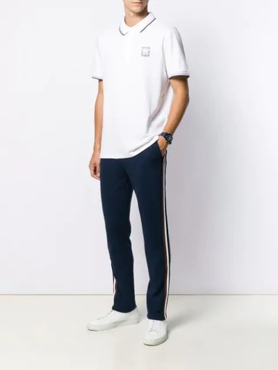 Shop Michael Kors Striped Trim Polo Shirt In White
