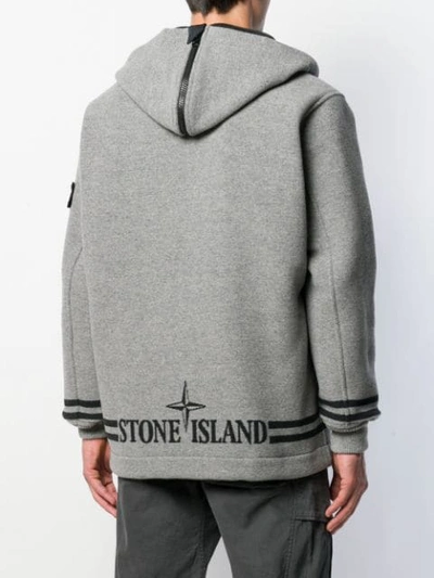 Shop Stone Island Patch Pocket Hoodie In Grey