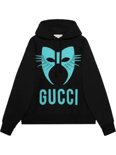 Shop Gucci Manifesto Print Hoodie In Black