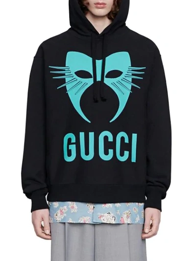Shop Gucci Manifesto Print Hoodie In Black