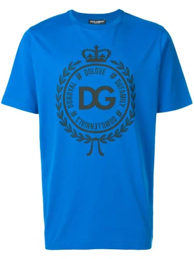 Shop Dolce & Gabbana Dg Royals Print T-shirt In B0322 Dark Turquoise