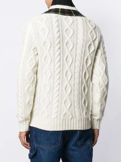 Shop Polo Ralph Lauren Checked Neckline Jumper In White